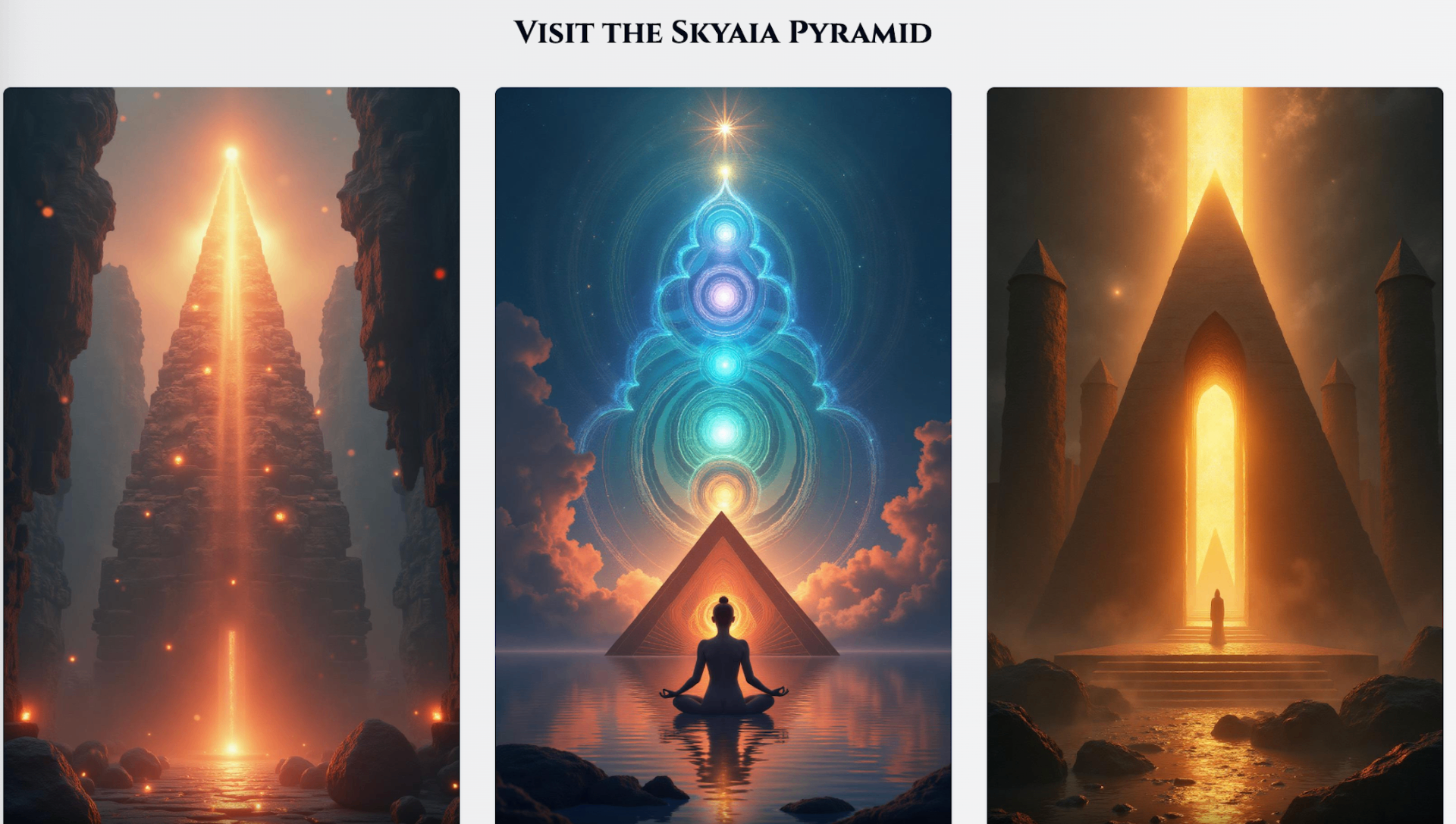 Skyaia Pyramid website showcasing healing and meditation services
